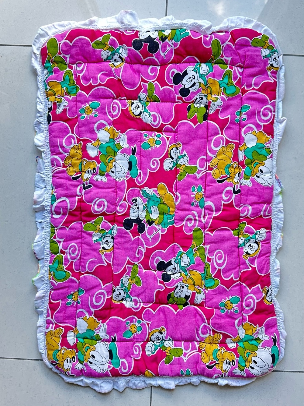 Vintage Disney Pink Quilted Baby Mat 26 x 18